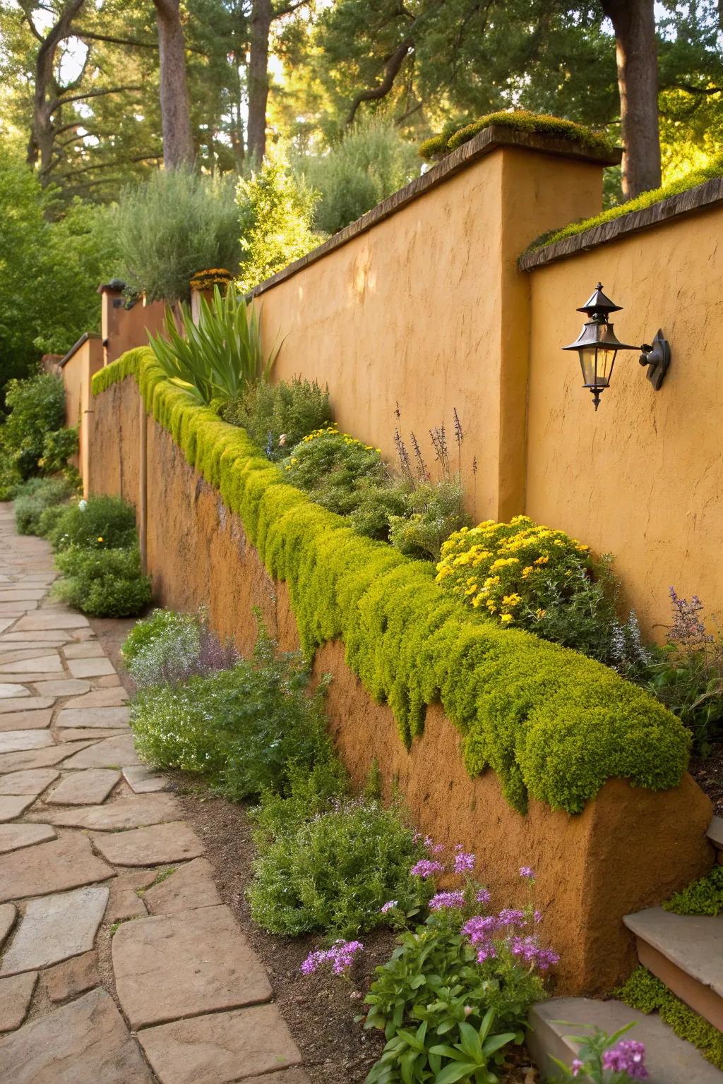 Contrasting colors on stucco walls add vibrant flair.