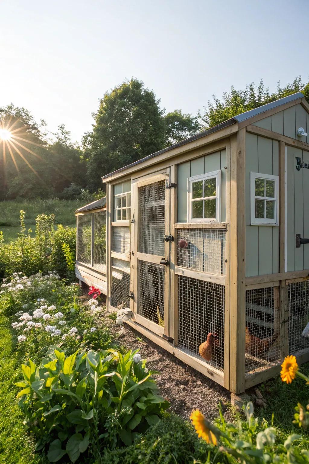 Plenty of light and air flows through this well-designed coop.
