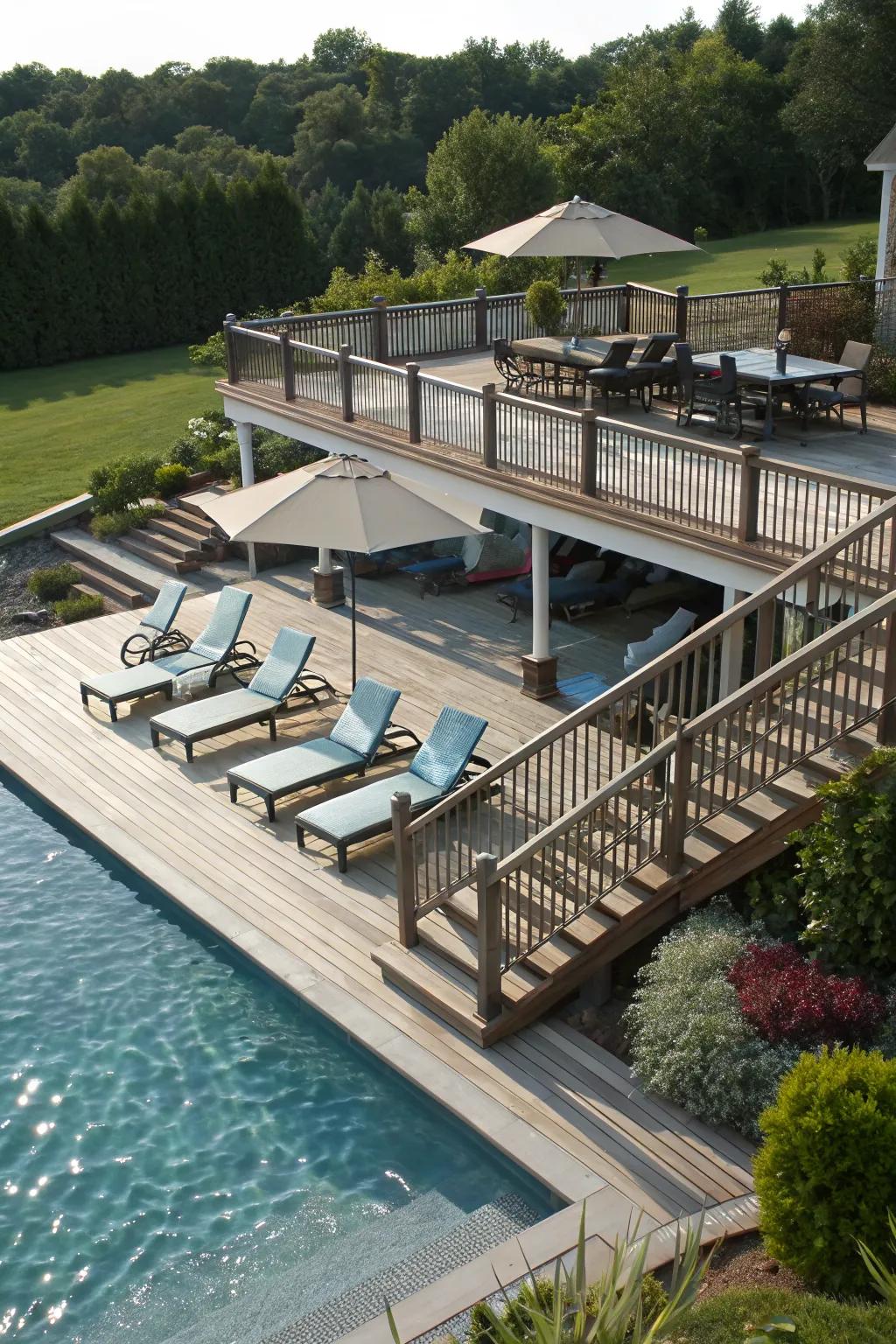 A poolside deck that transforms your backyard into a paradise.