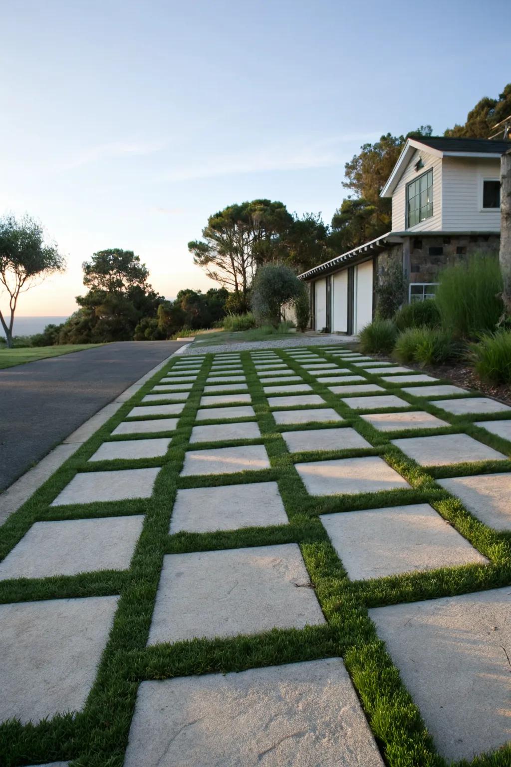 Balance structure and nature with a checkerboard design.
