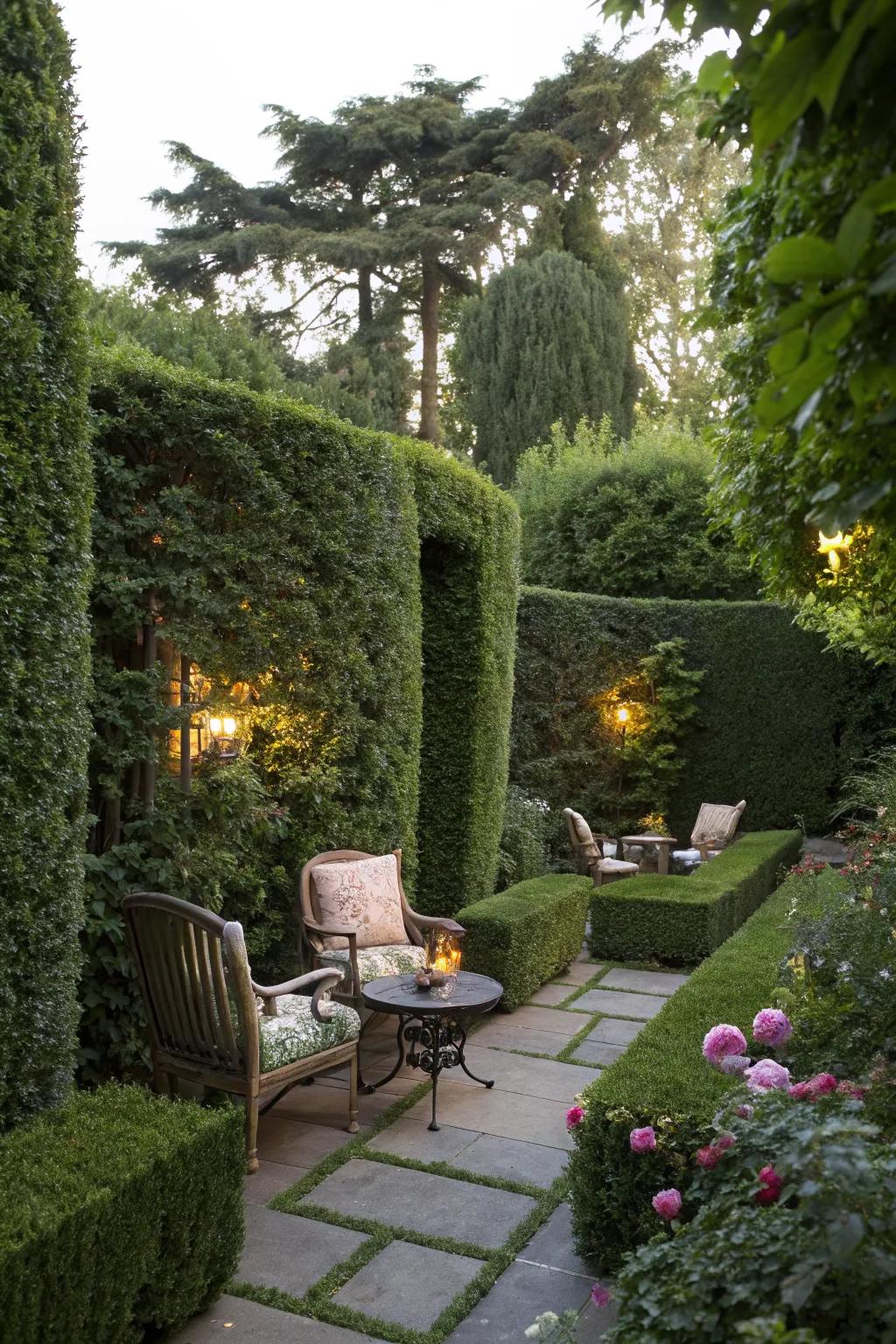 Privacy elements create intimate and peaceful garden spaces.