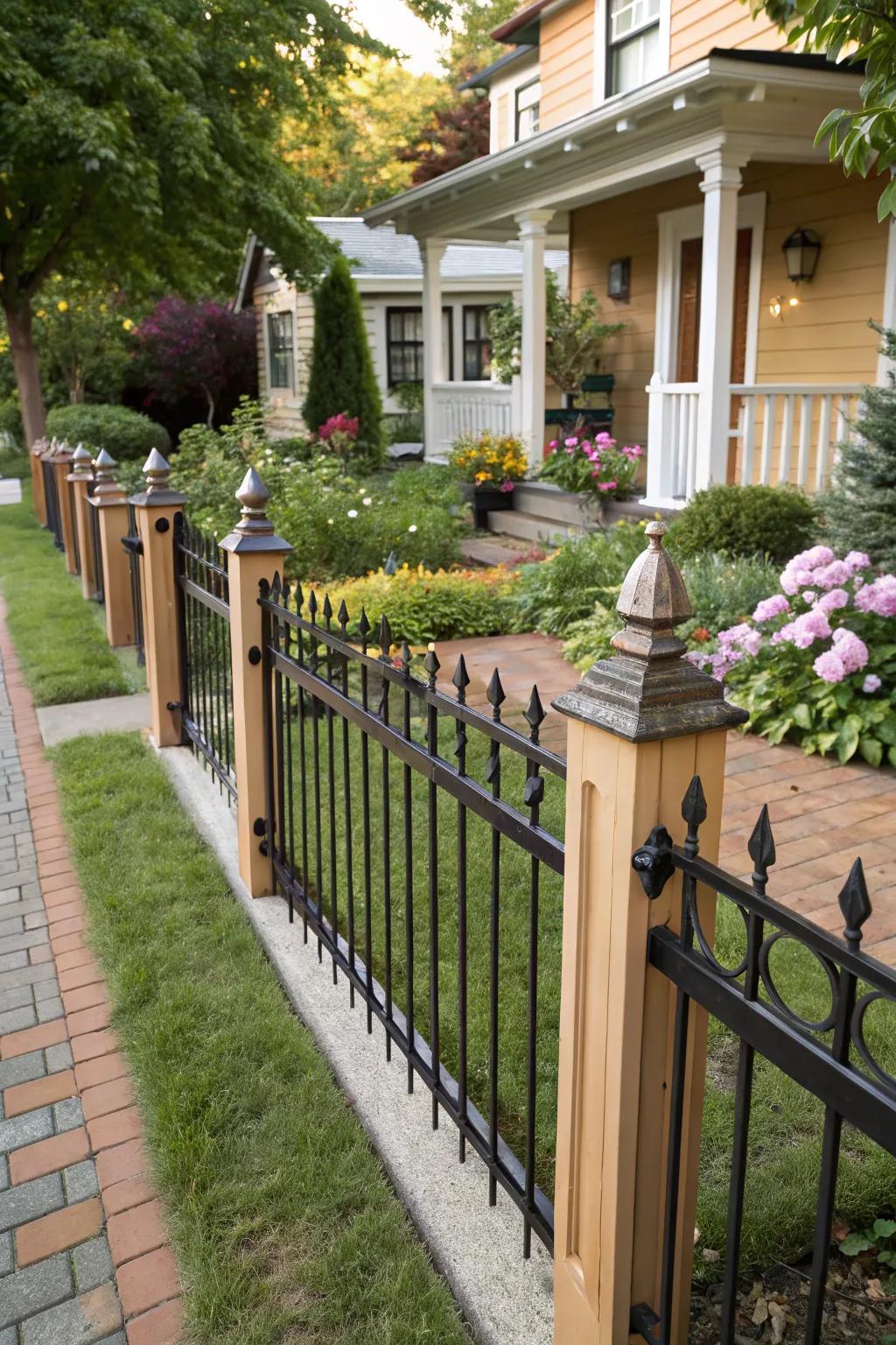 A unique fusion of traditional and modern styles in a garden fence.