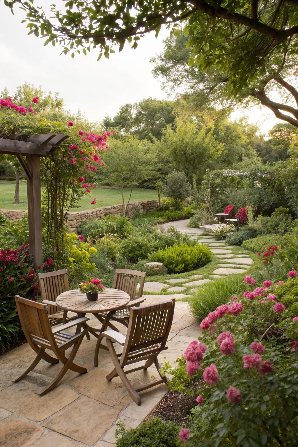Outdoor seating areas create perfect spots for relaxation.
