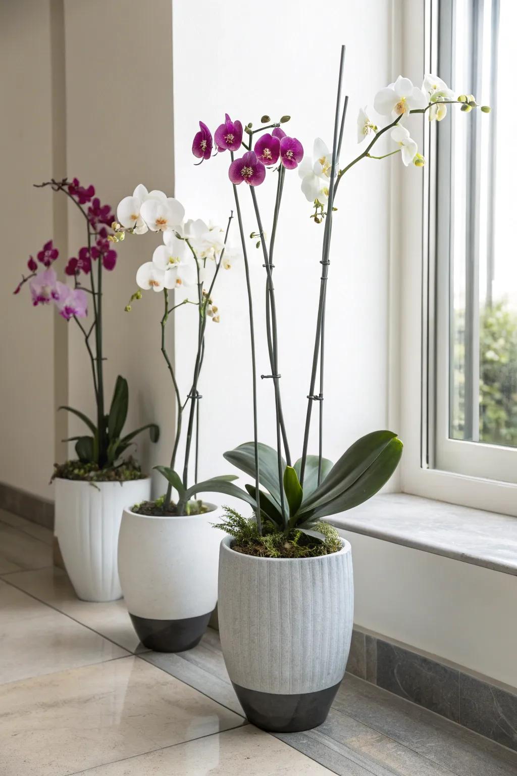 An indoor orchid oasis elevates home decor.