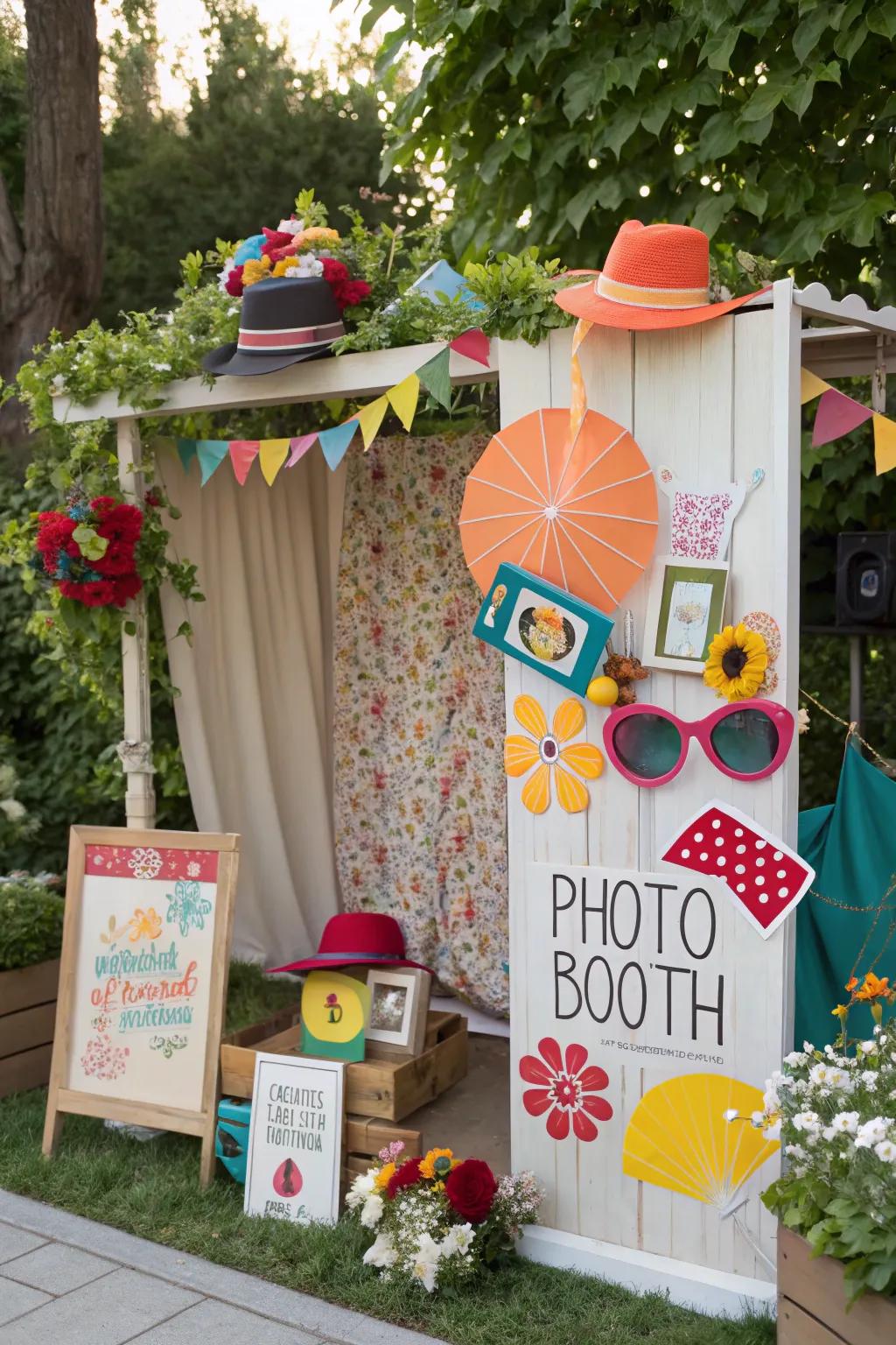Capture the fun with a creative photo booth.