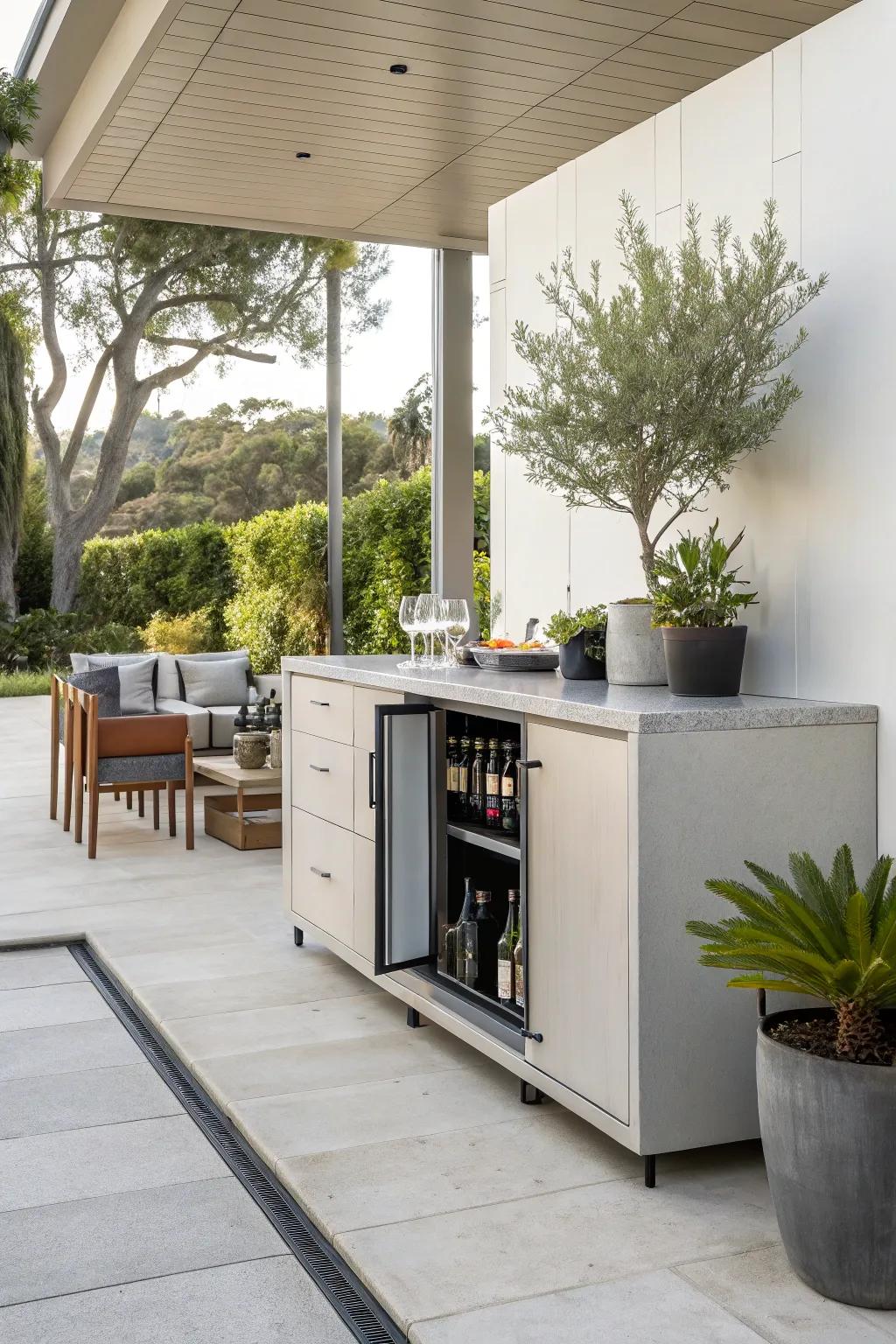 Hidden storage keeps your outdoor space organized and clutter-free.