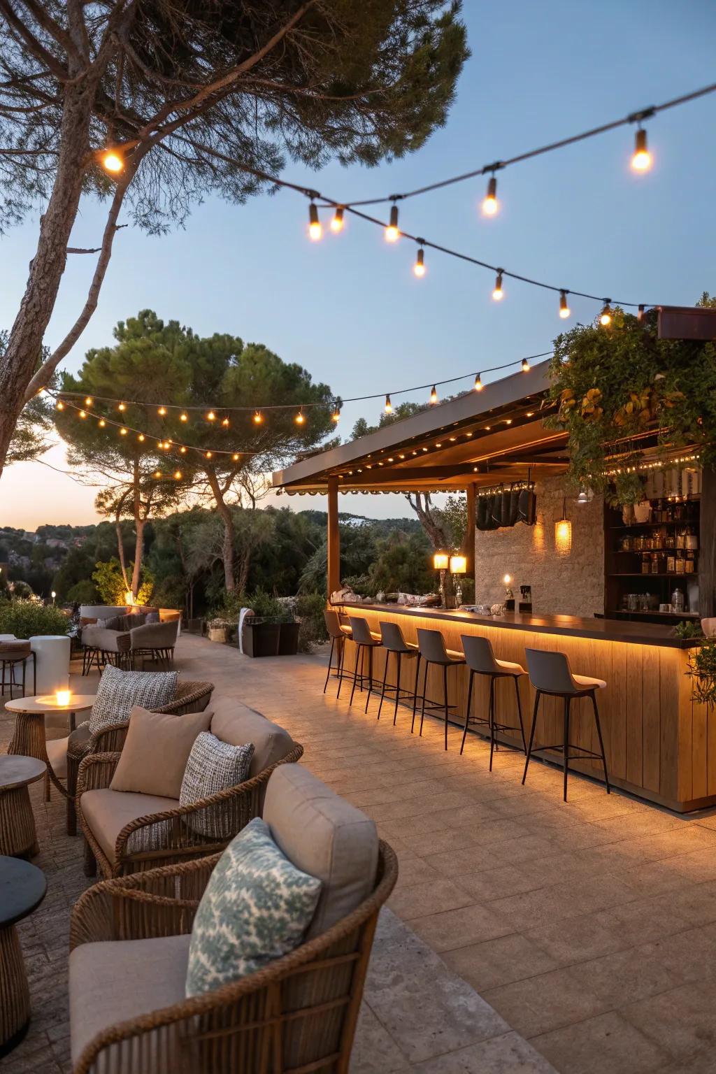 Ambient lighting sets the mood for relaxation.