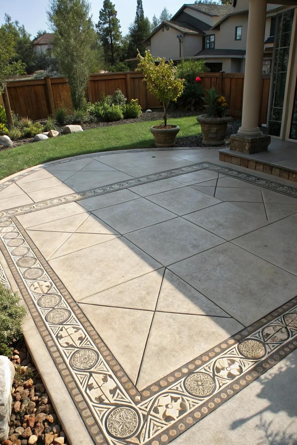 Decorative borders adding charm to the patio.