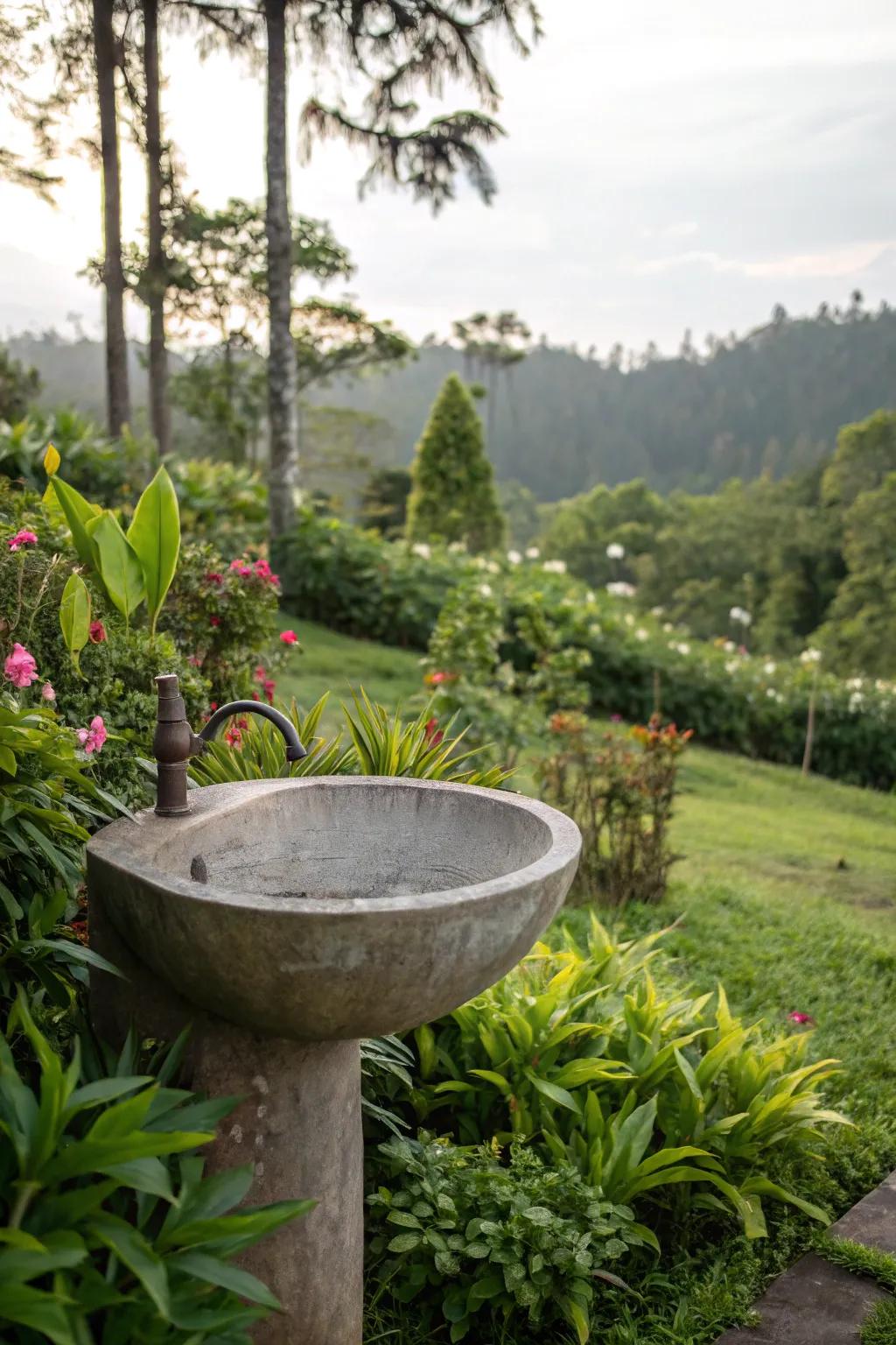 Freestanding sinks make a bold outdoor statement