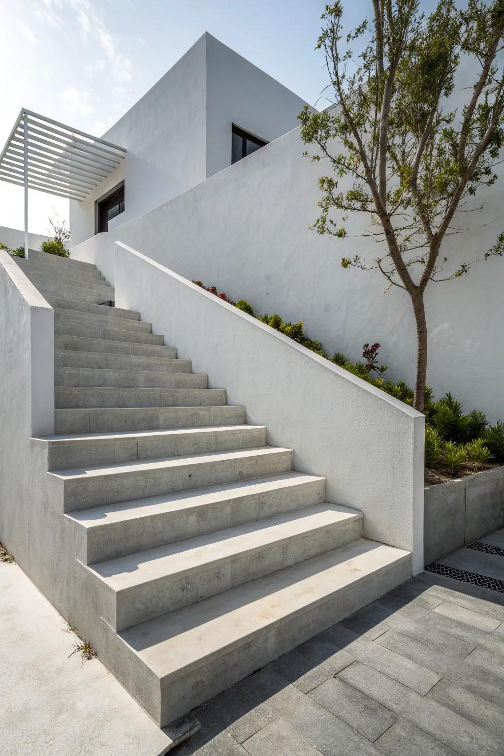 Minimalist stairs bring a modern flair to your garden.
