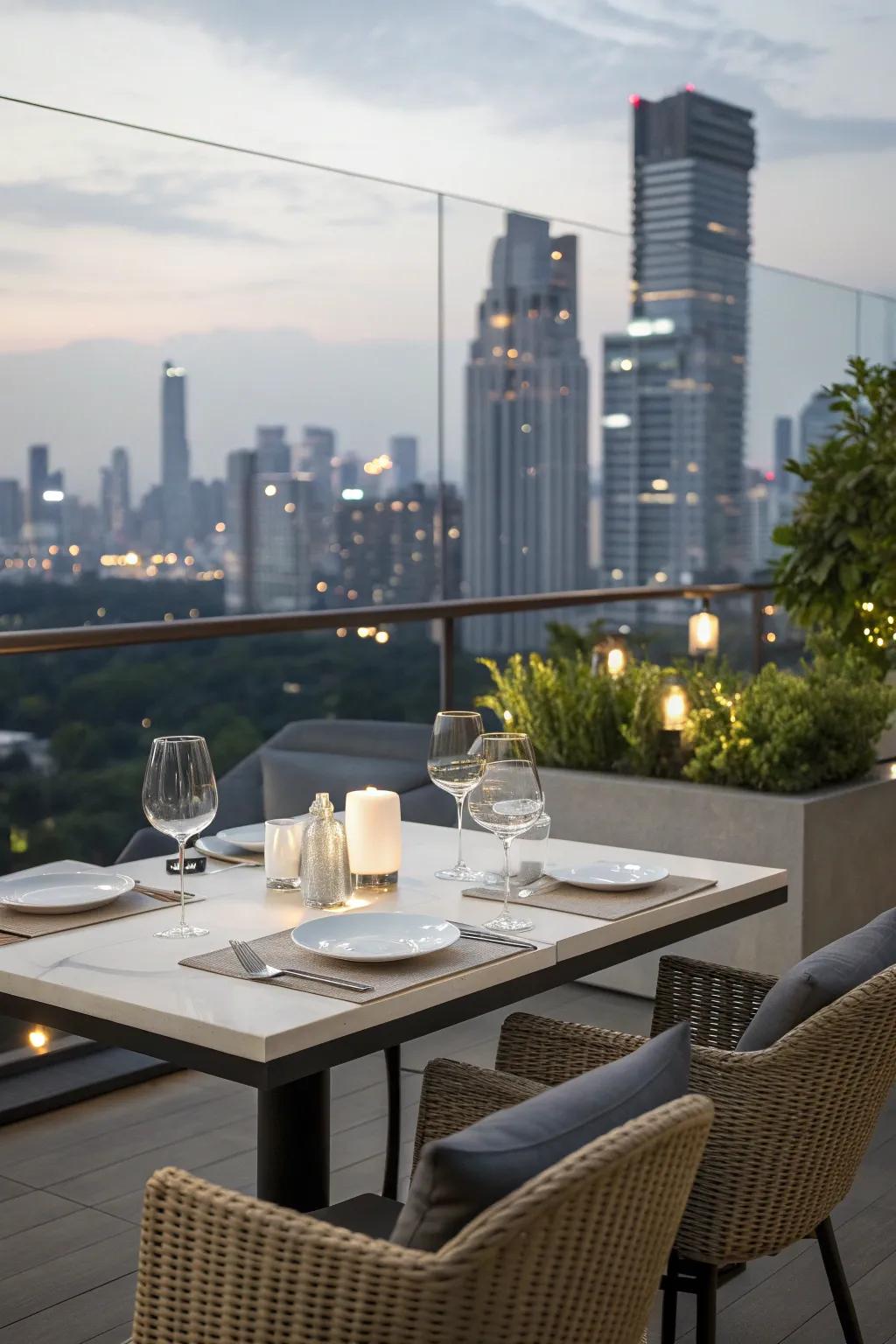 Embrace modern elegance with an urban chic dining setup.