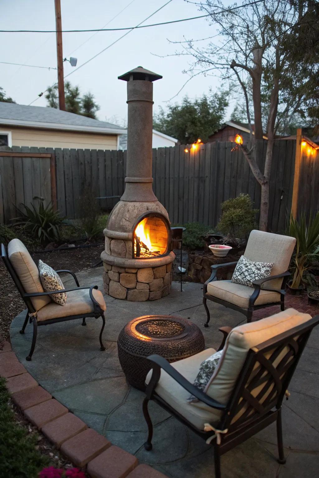 The charm and efficiency of a compact chiminea.