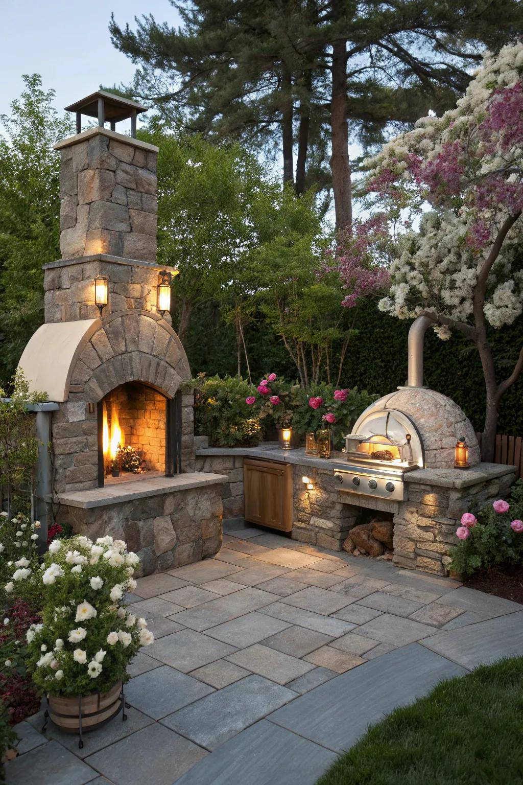 Seamlessly blend your fireplace into the garden landscape.