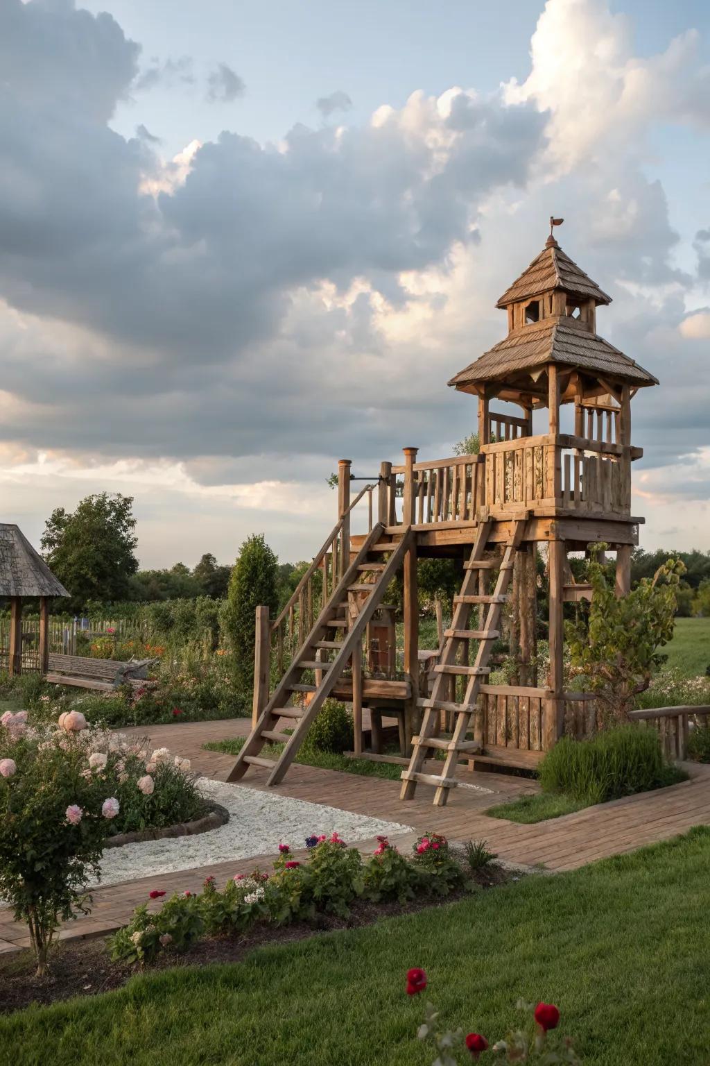A multi-level fort offering layers of fun and exploration.