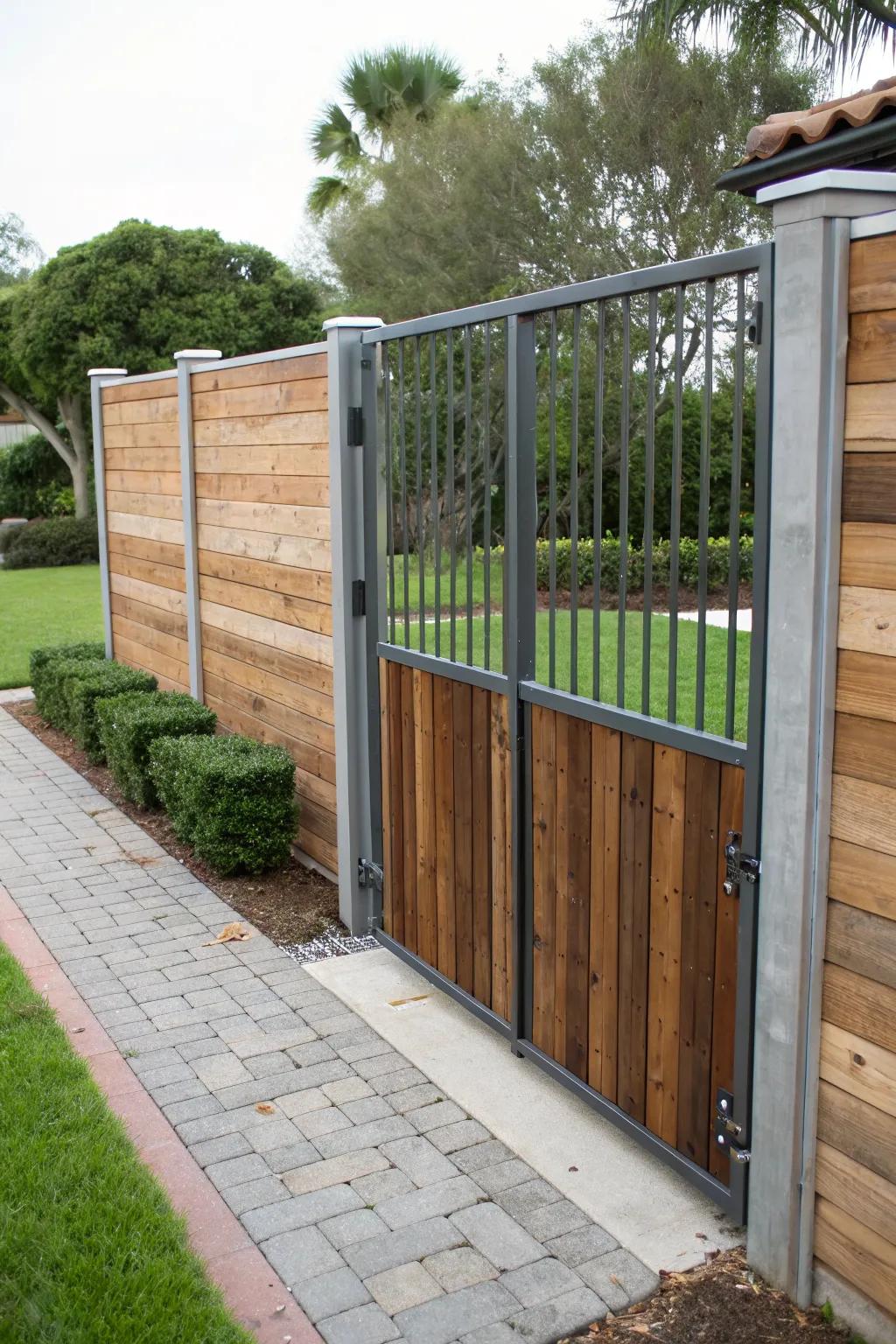 Mixed-material gates add unique visual interest to your entrance.