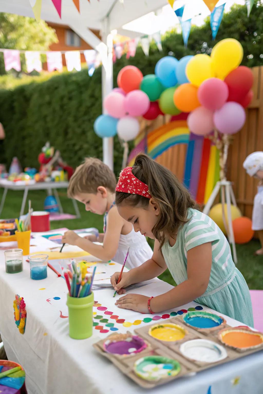 Creative fun at the craft corner during the party.