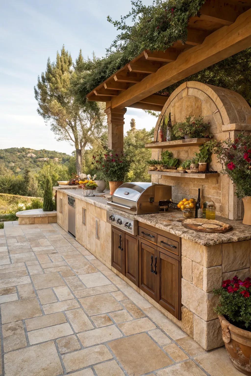 Embrace the rustic elegance of travertine tiles.