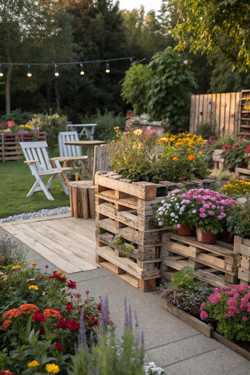 Define your outdoor spaces with pallet partitions.