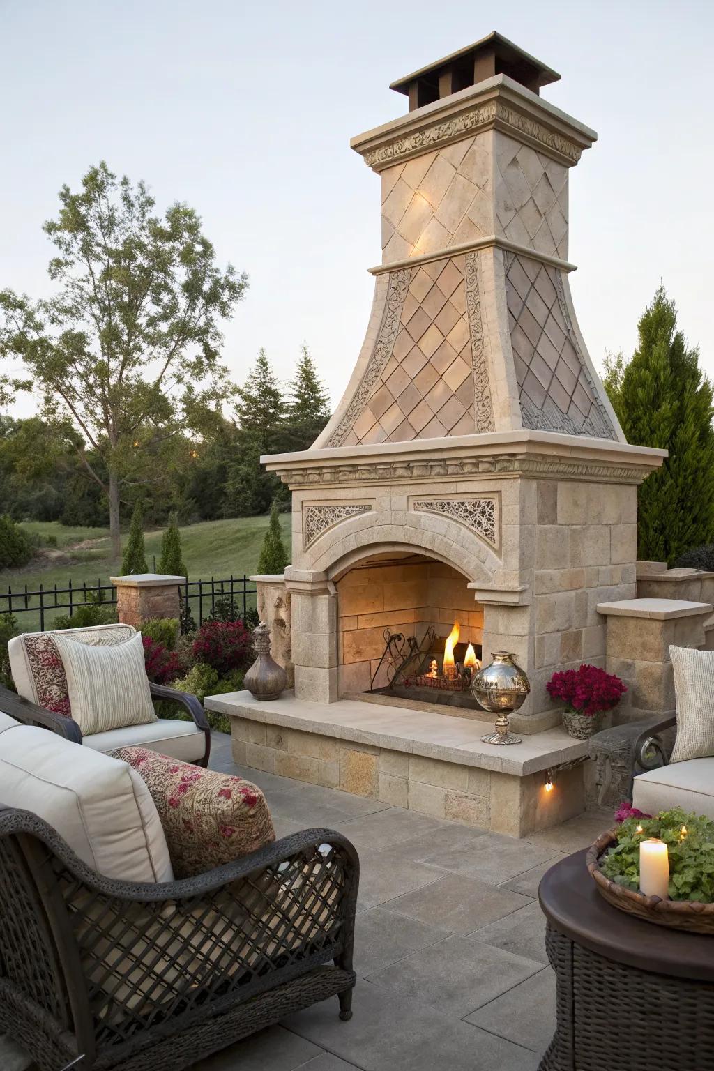 Elevate your space: a chimney-style fireplace.