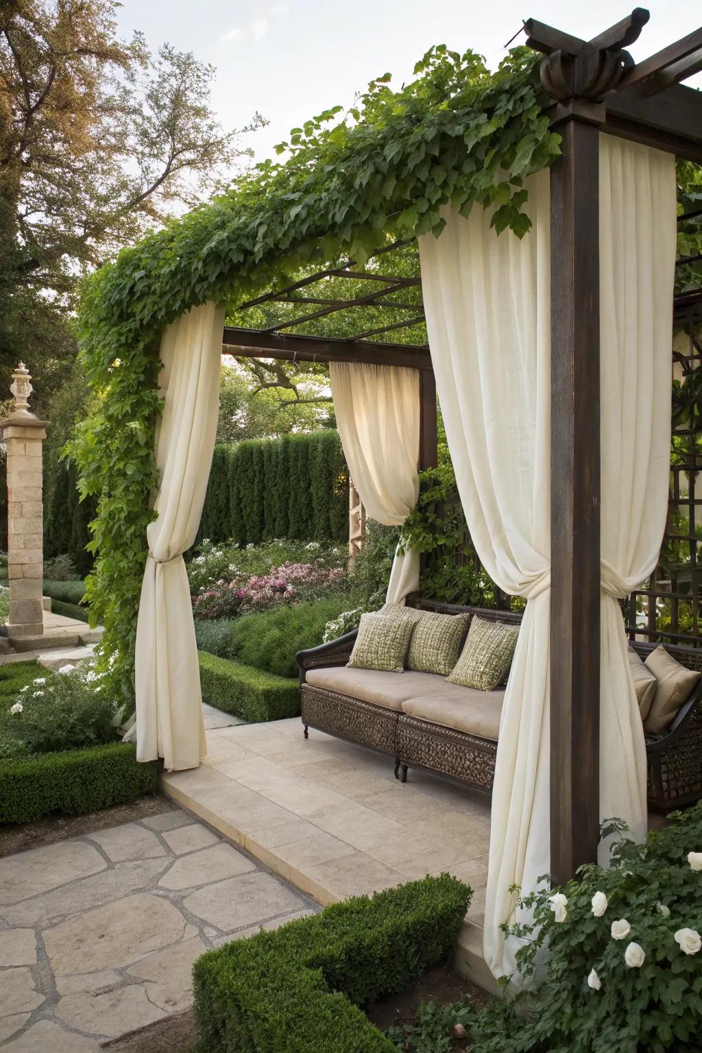 Privacy screens and curtains offer seclusion and style.