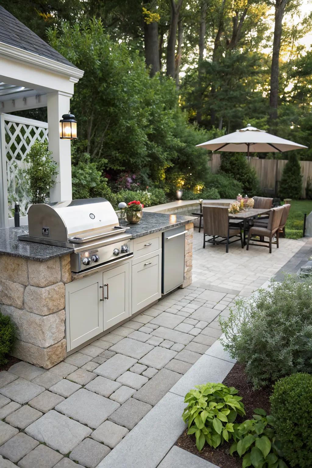 An outdoor kitchen makes cooking and entertaining a breeze.