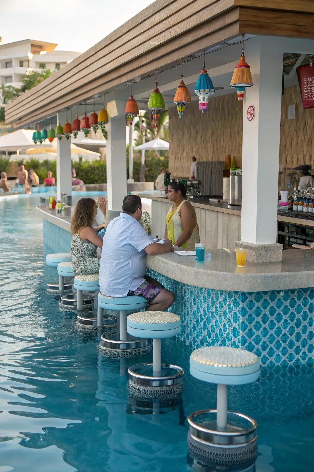 Enjoy a resort-like experience with a luxurious swim-up bar.