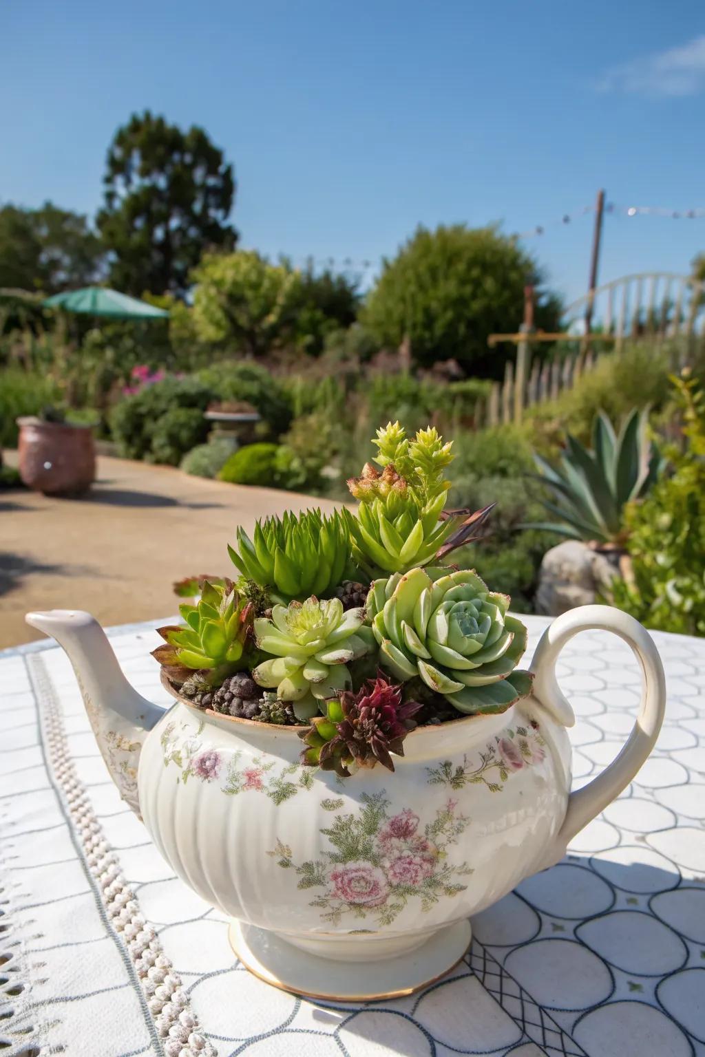 Get creative with unique containers for your succulents.
