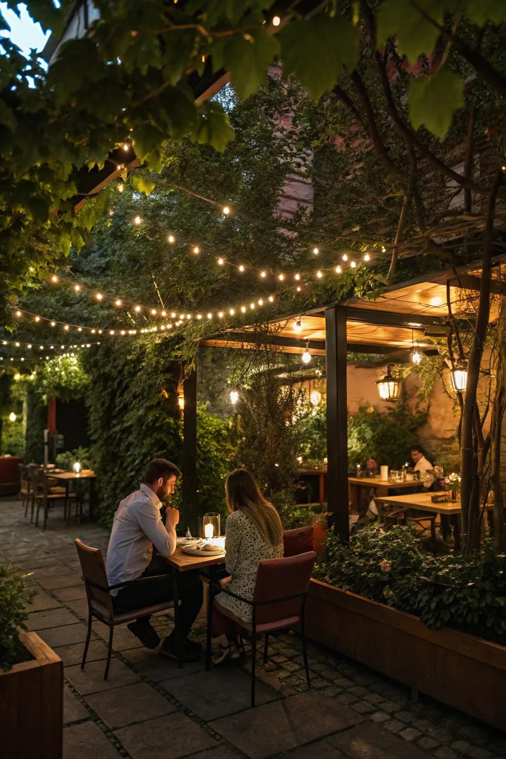 Intimate corners offer a secluded dining experience.