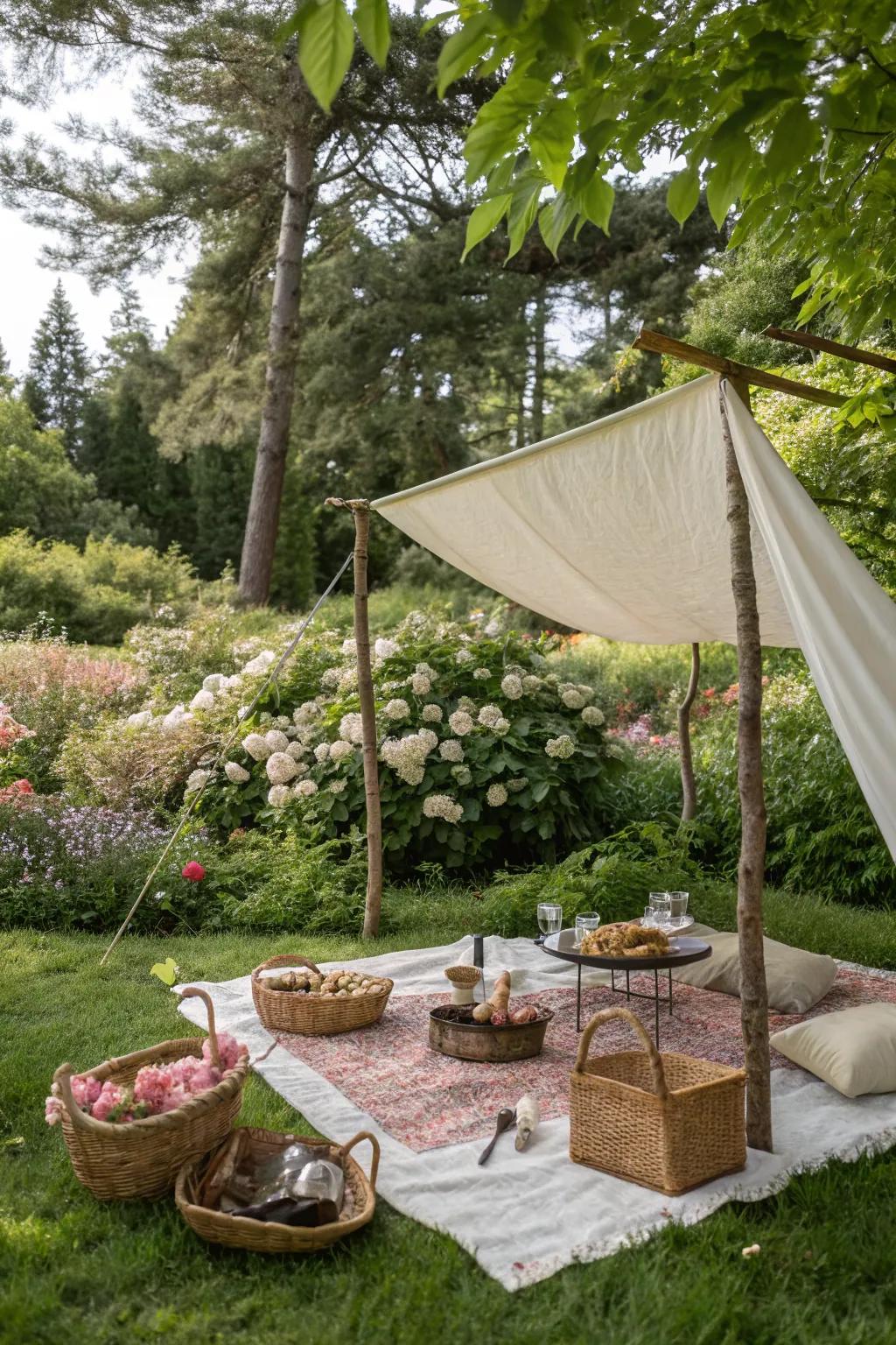 Garden canopies bring a casual, inviting feel.