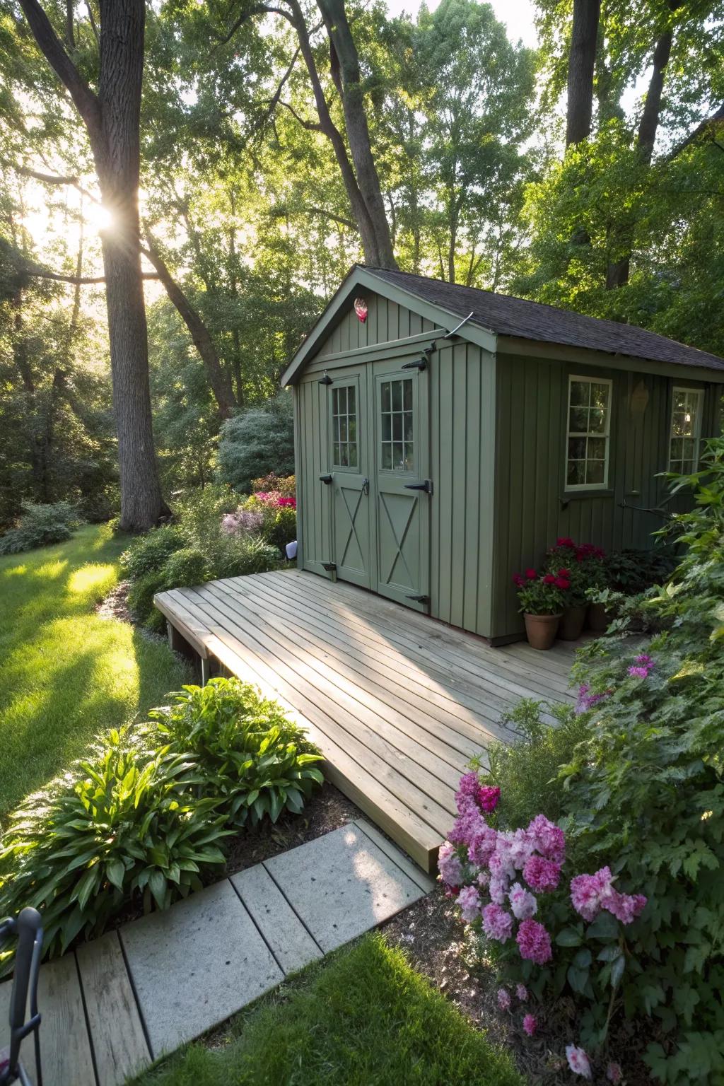 Deck-style flooring offers a raised, ventilated option for sheds
