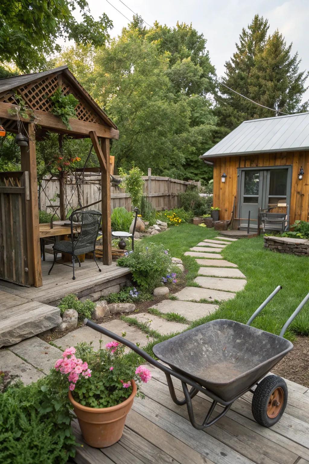 Create visual interest with mixed materials.