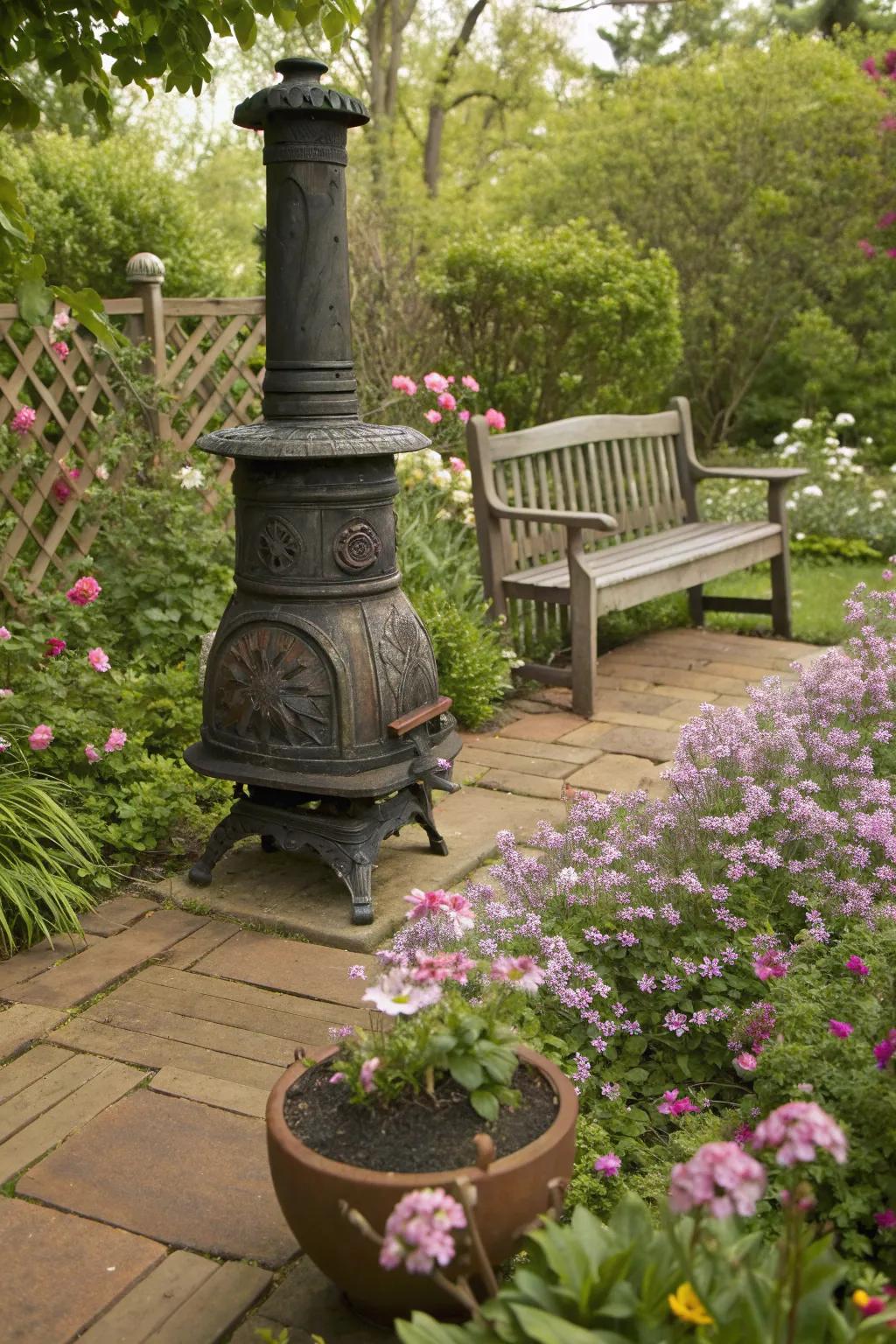 A vintage cast iron stove for a touch of nostalgia.