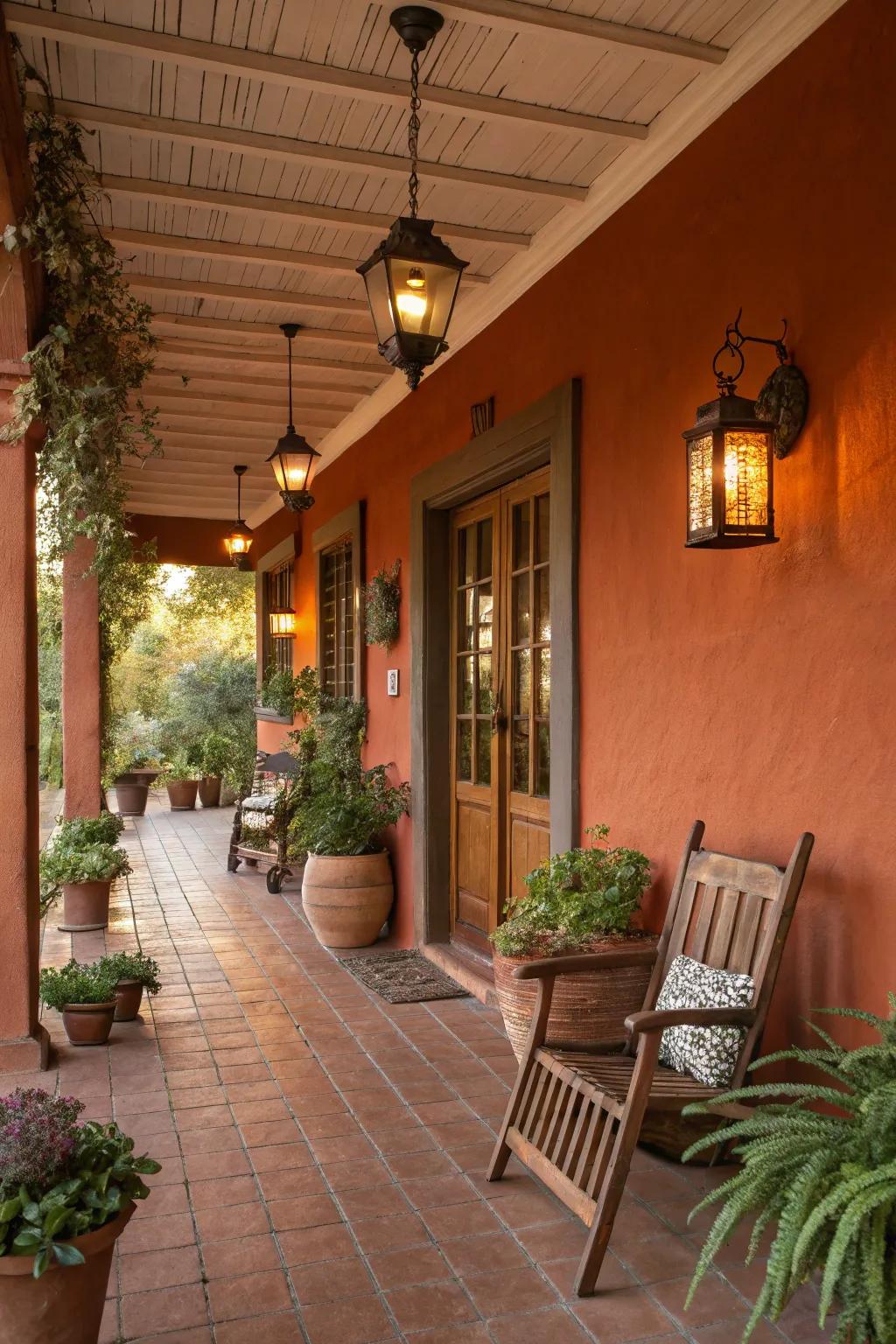 Add rustic warmth with terracotta tones.