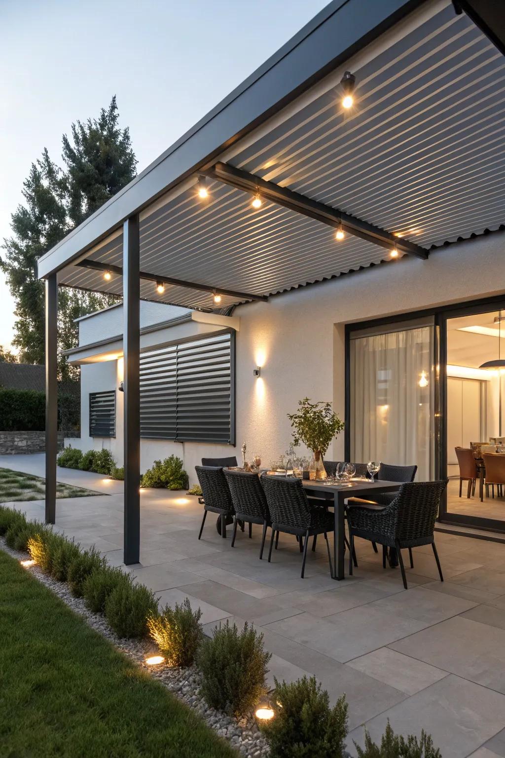 Outdoor blinds provide versatile privacy and light control.