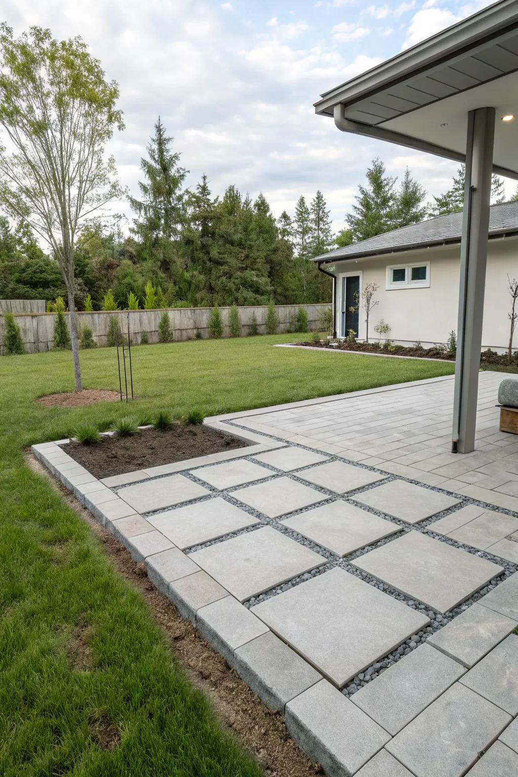 Concrete pavers provide a sleek, modern finish.