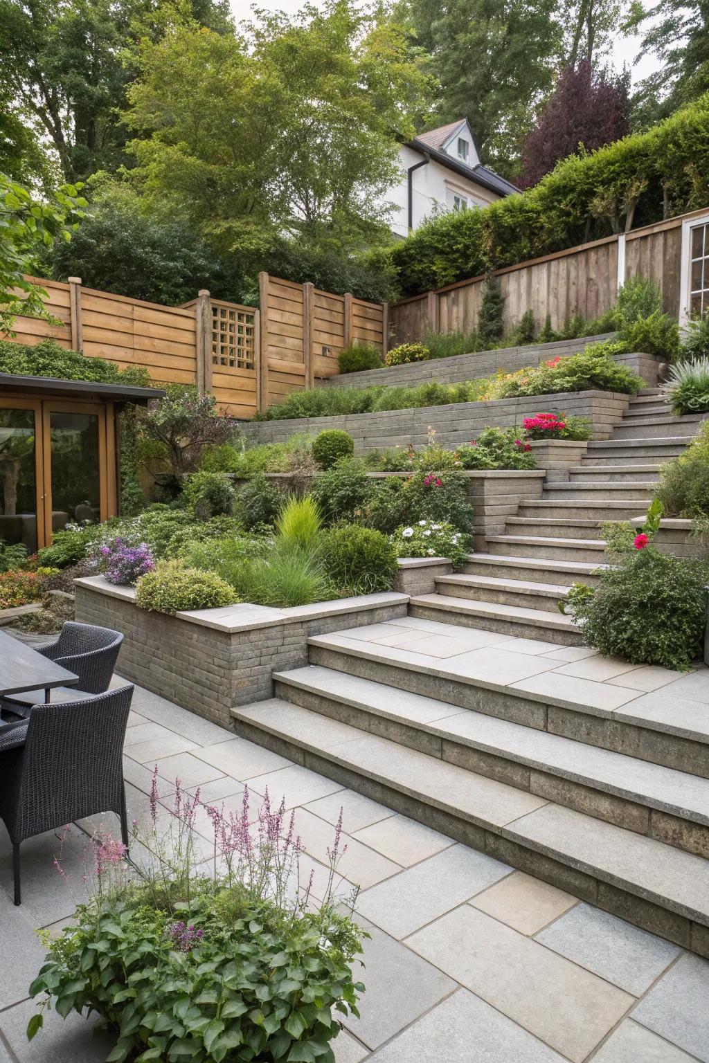 Add dimension with multi-level step edging.