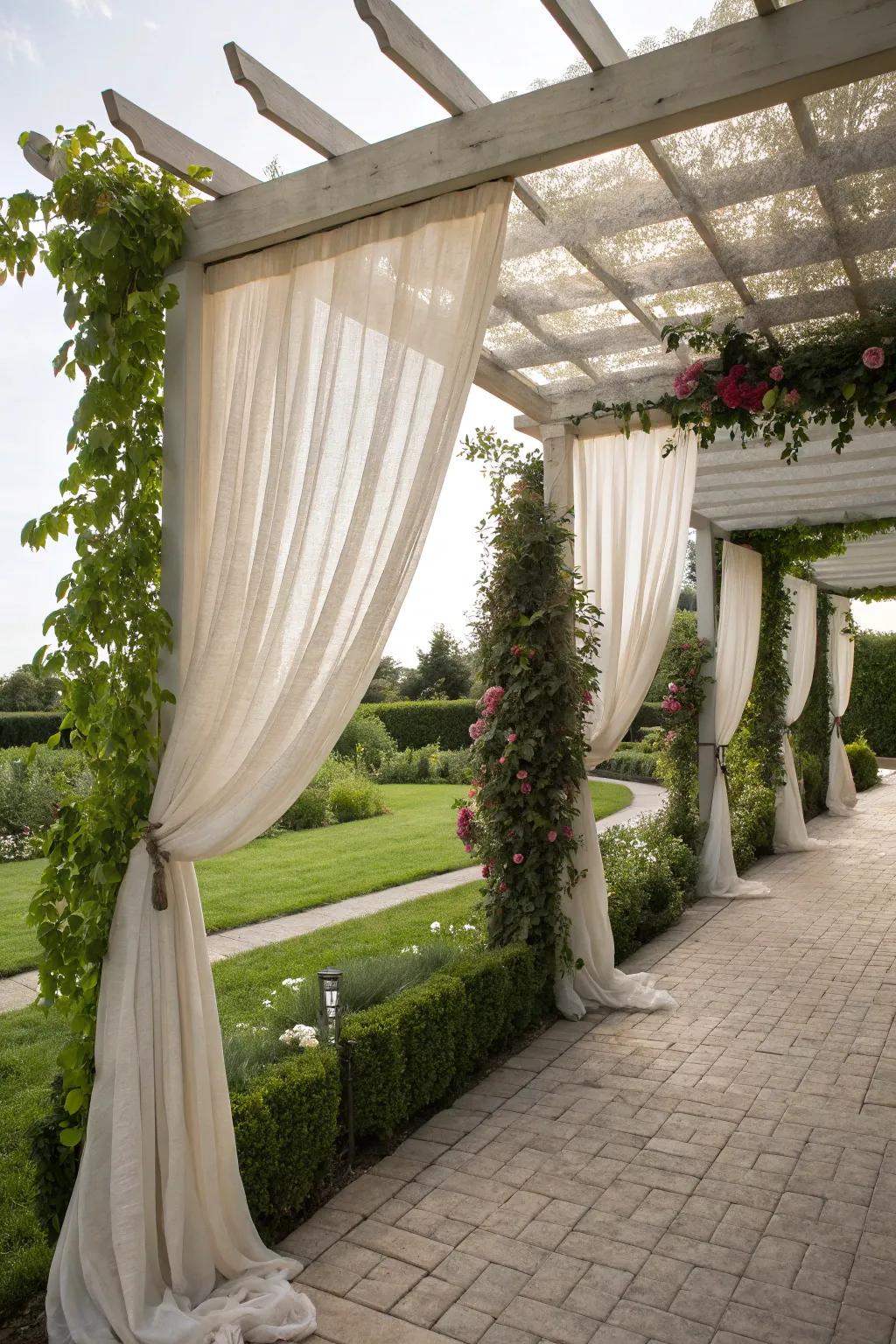 Curtains add privacy and elegance to your pergola.