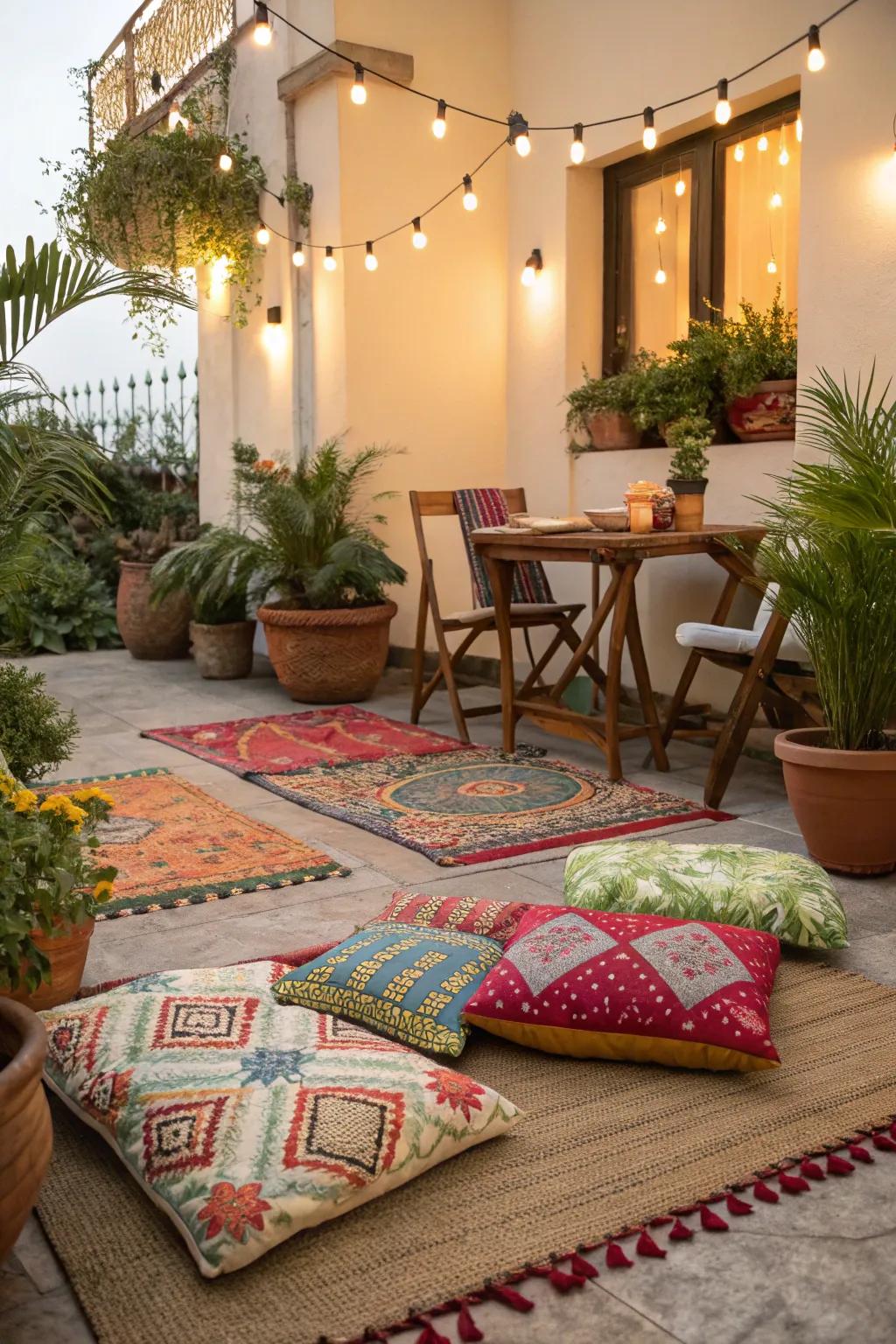 Soft furnishings make your patio a more inviting space.