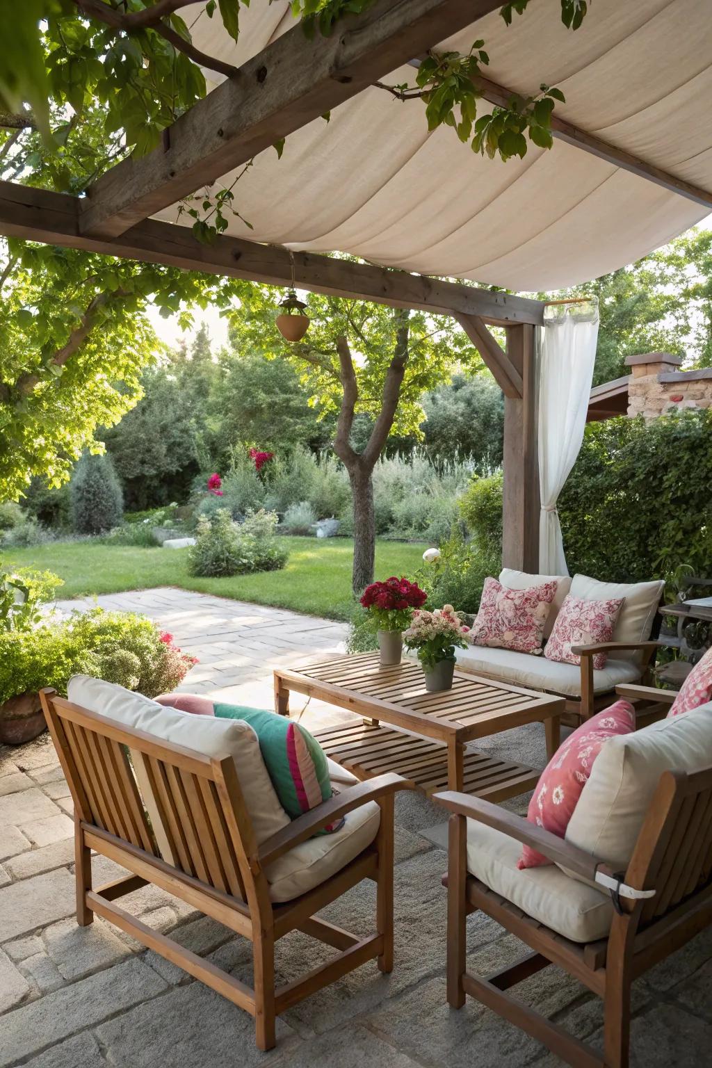 Arrange seating to maximize shade and comfort.