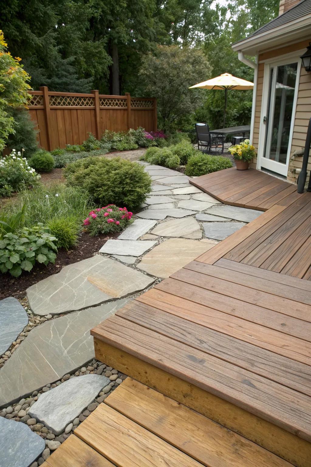 Unique flooring adds character to patios.