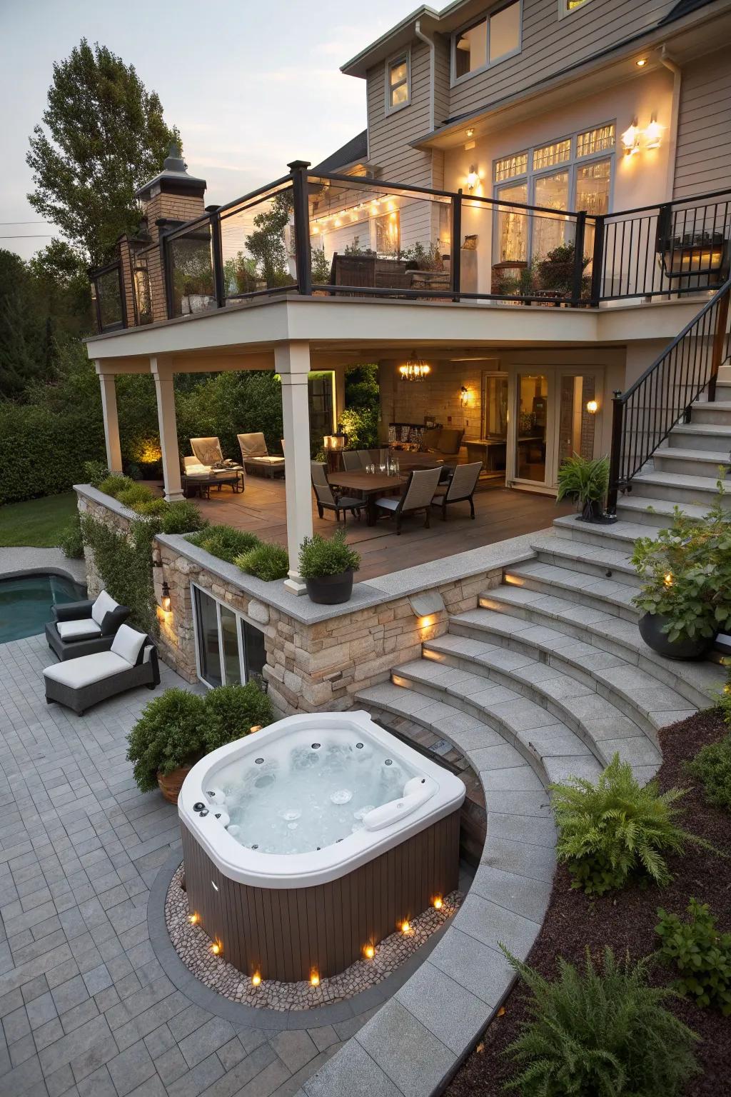 Multiple levels add dimension to your patio design.