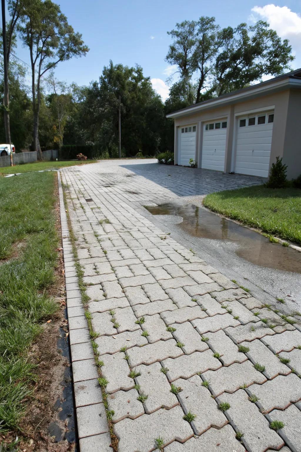 Permeable pavers ensure effective water management.