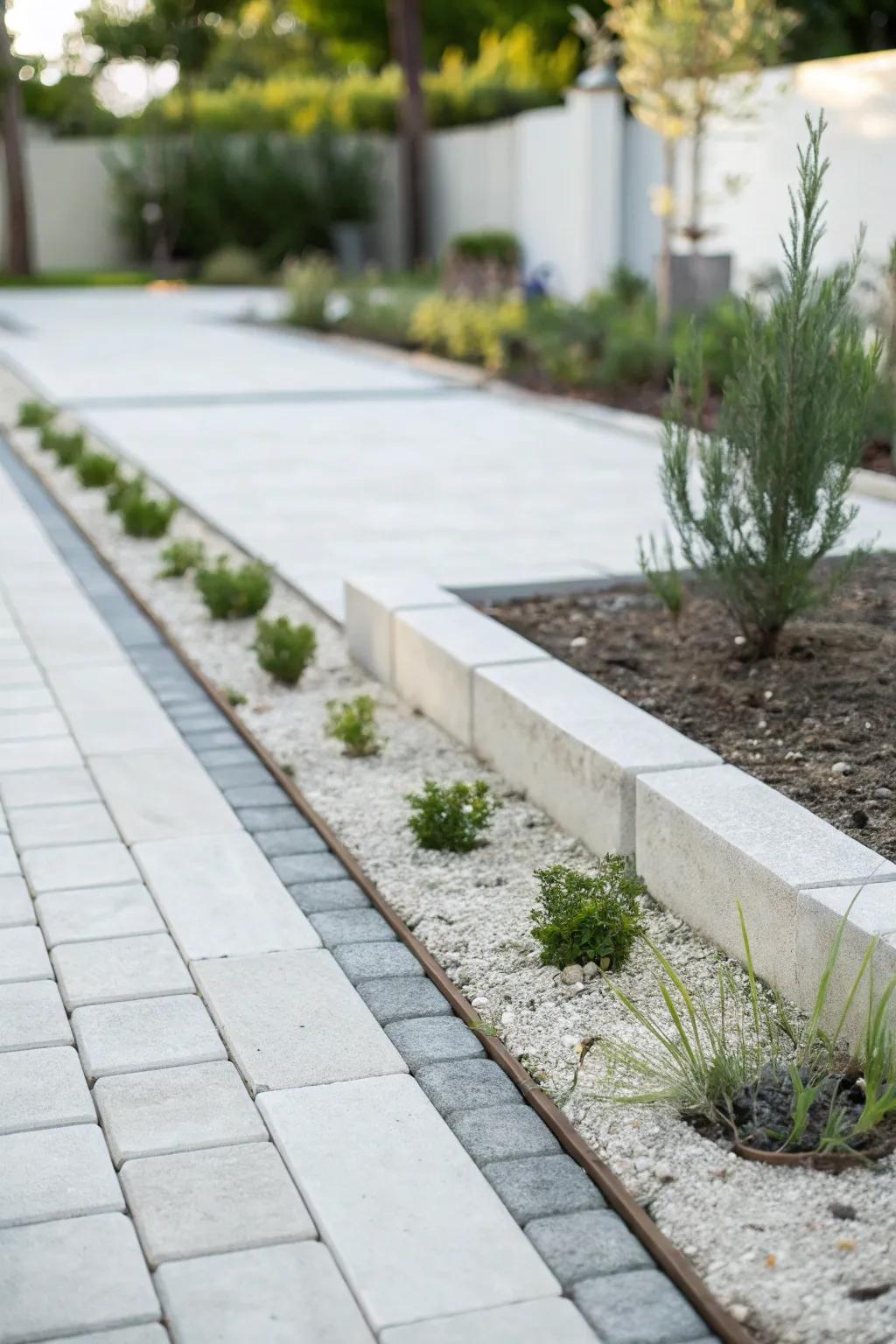 Sophisticated simplicity with minimalist paver edging.
