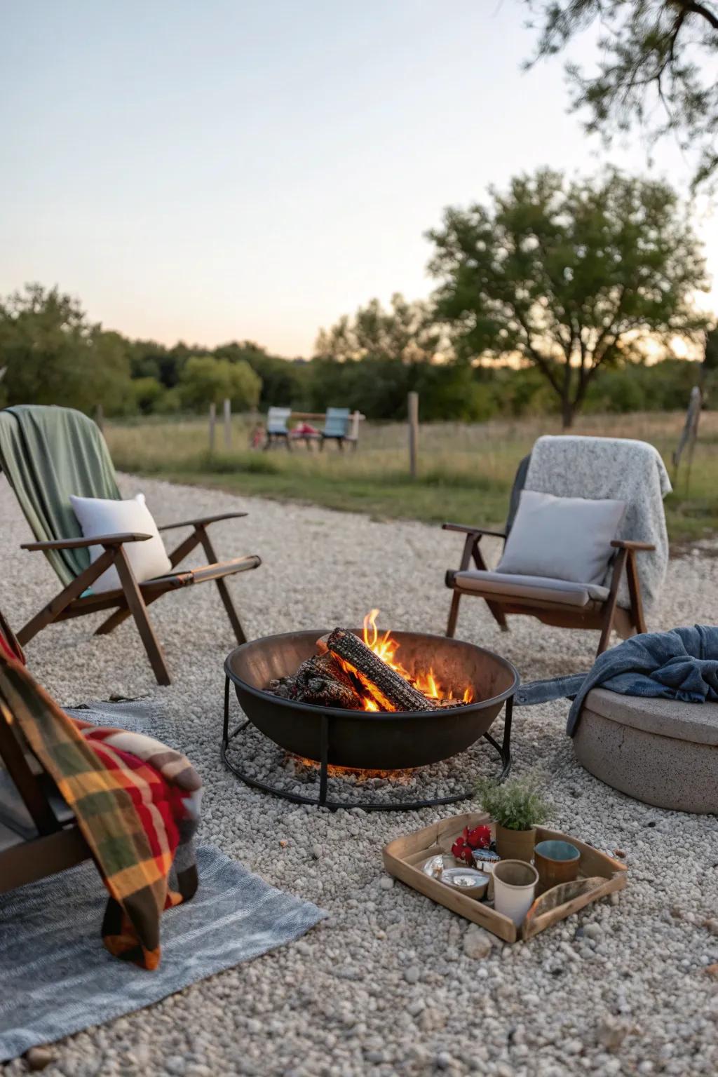 Portable fire pits offer flexibility and convenience.