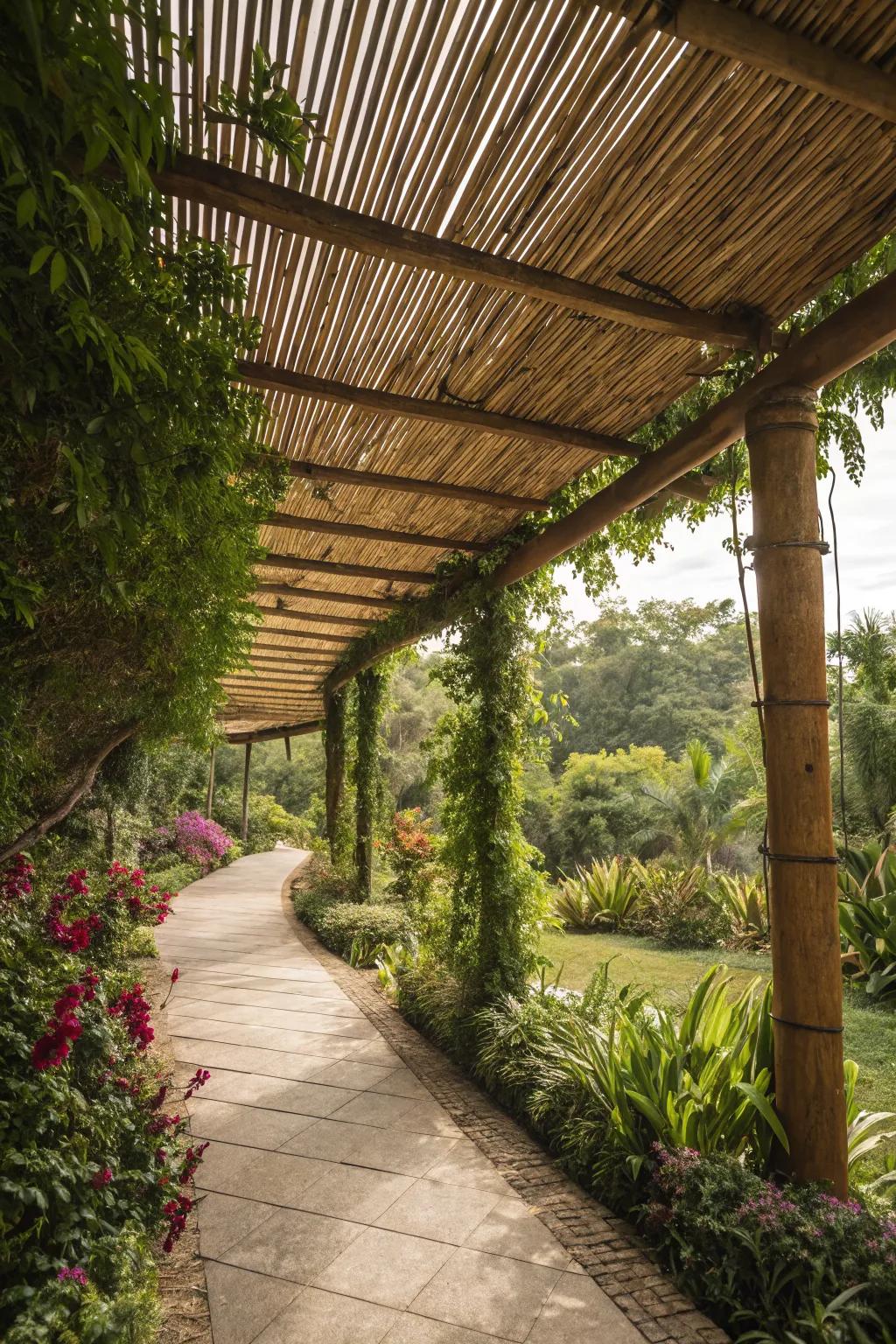 Bamboo slats infuse your pergola with an exotic vibe.