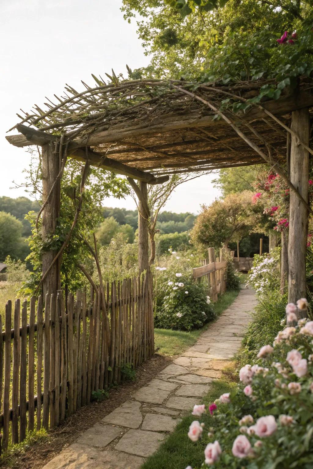 Add rustic charm with woven willow fences.