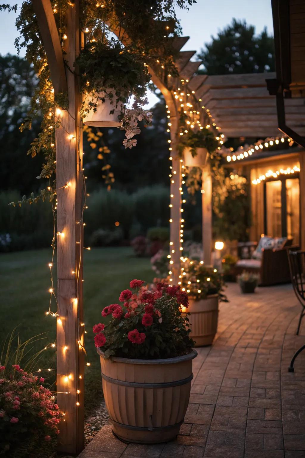 Create a magical atmosphere with fairy lights and flowers.