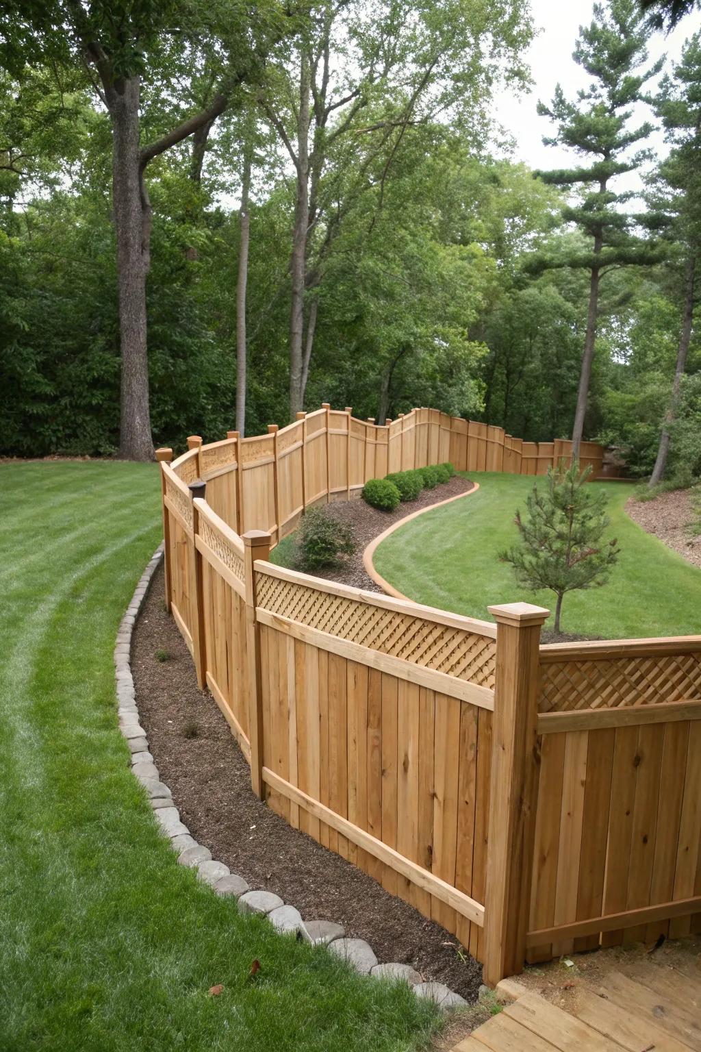 Custom fit fencing perfectly contours to unique yard shapes.
