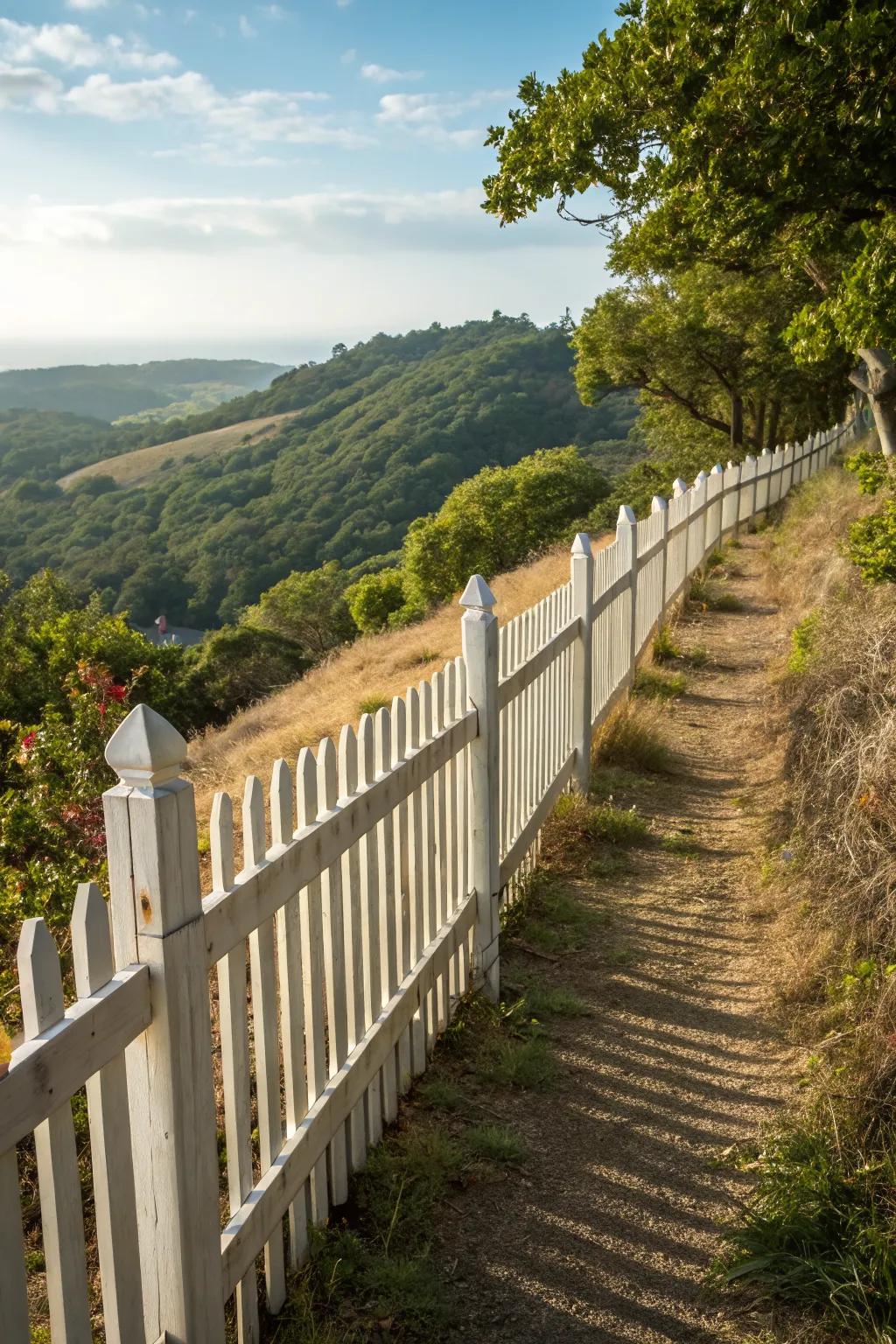 Sturdy posts are essential for stability on sloped fences.