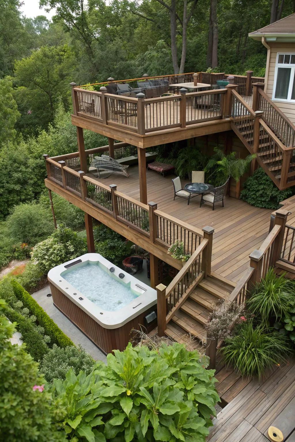 A multi-level deck adds depth and versatility to your space.